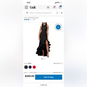 Betsy & Adam Black Asymmetrical Ribbed Gown for Weddings